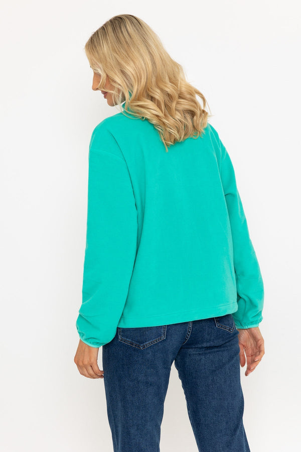 Carraig Donn Sadhbh Contrast Zip Polar Fleece In Teal