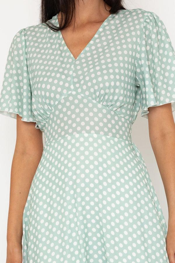 Carraig Donn Sage Green Short Sleeve Julia Midi Dress