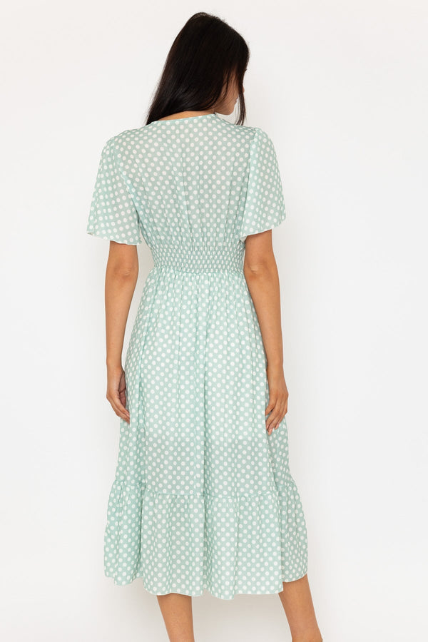 Carraig Donn Sage Green Short Sleeve Julia Midi Dress
