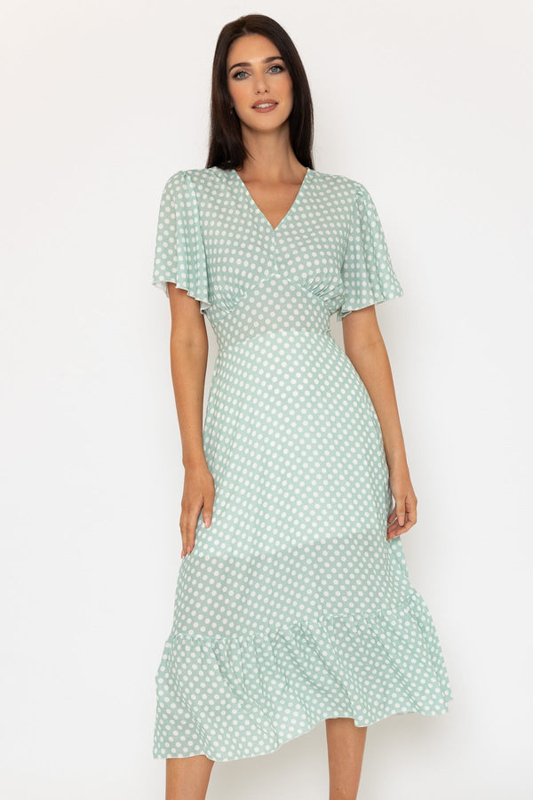 Carraig Donn Sage Green Short Sleeve Julia Midi Dress