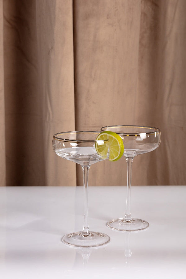 Carraig Donn Set Of 2 Champagne Saucer With Silver & Gold Rim
