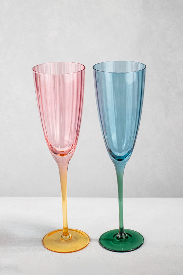 Carraig Donn Set Of 2 Eclectic Ripple Champagne Flutes