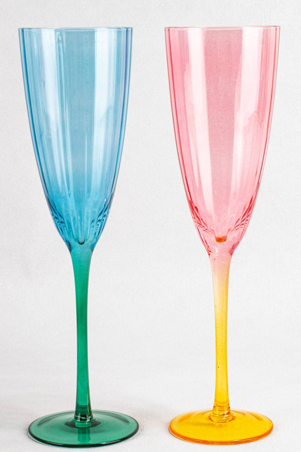 Carraig Donn Set Of 2 Eclectic Ripple Champagne Flutes