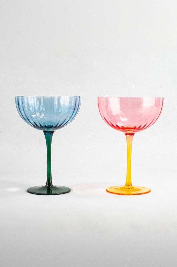 Carraig Donn Set Of 2 Eclectic Ripple Champagne Saucers