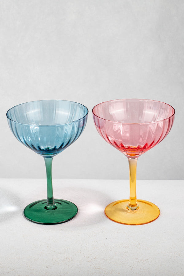 Carraig Donn Set Of 2 Eclectic Ripple Champagne Saucers