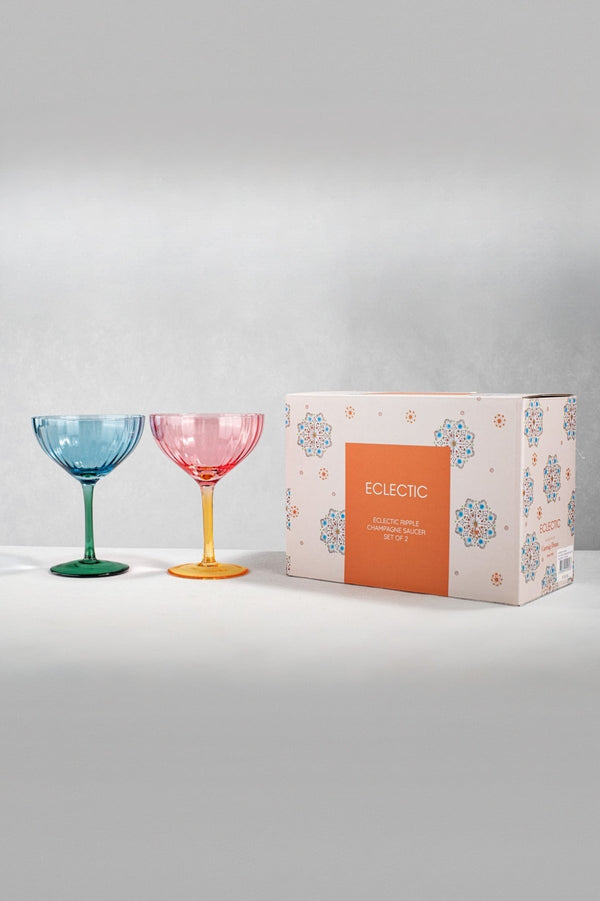 carraig donn Set of 2 Eclectic Ripple Champagne Saucers