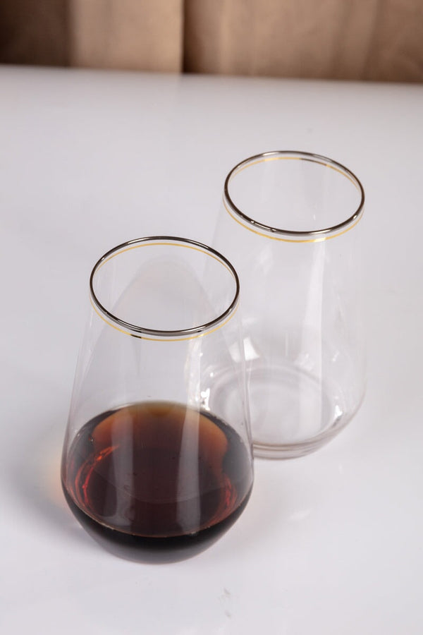 Carraig Donn Set Of 2 Highball Glass With Silver & Gold Rim