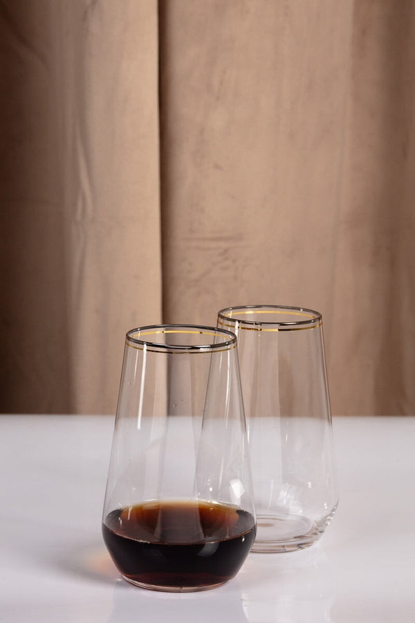 Carraig Donn Set Of 2 Highball Glass With Silver & Gold Rim