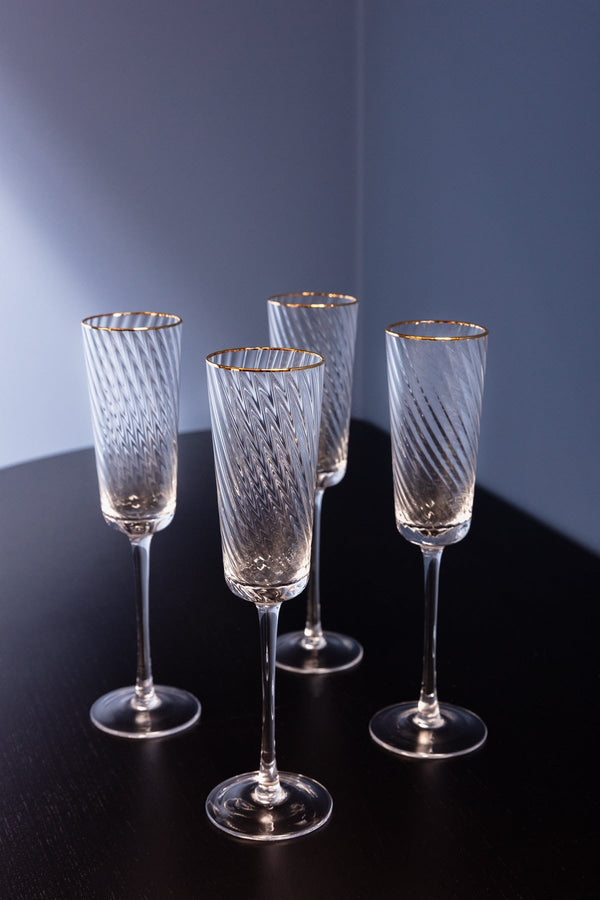 Carraig Donn Set Of 4 Aster Gold Trimmed Champagne Flutes