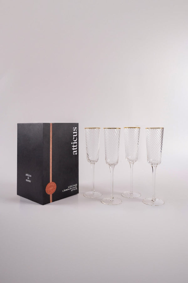 carraig donn Set of 4 Aster Gold Trimmed Champagne Flutes