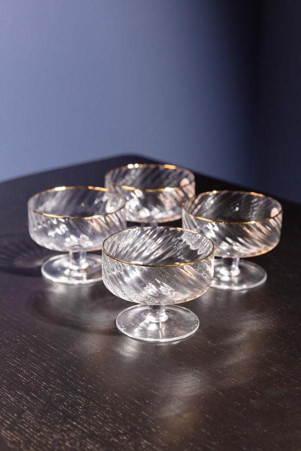 Carraig Donn Set Of 4 Aster Gold Trimmed Dessert Bowl