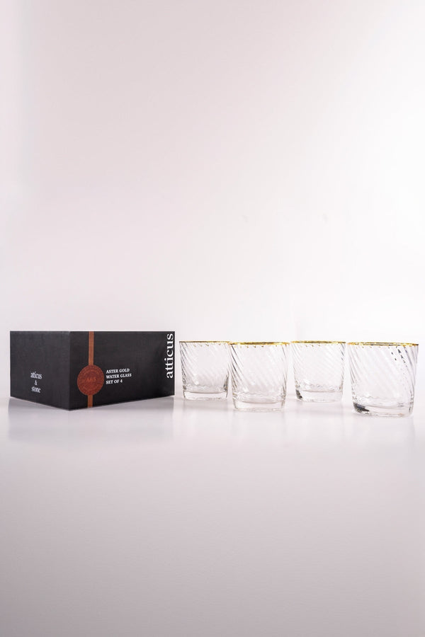 carraig donn Set Of 4 Aster Gold Trimmed Water Glass