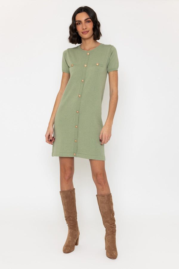 carraig donn Short Sleeve Knitted Dress With Buttons in Mint
