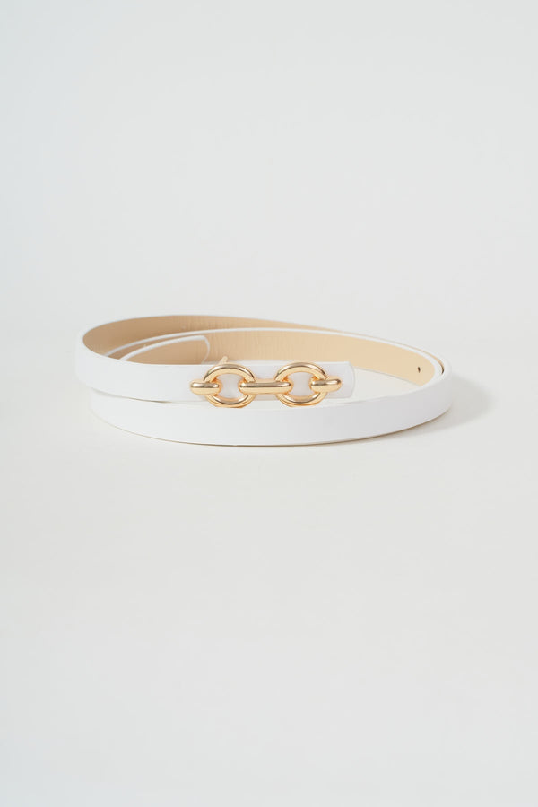Carraig Donn Skinny Cream Belt With Gold Loop - Size M/L