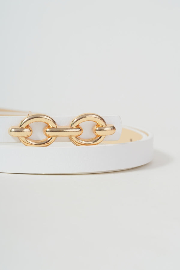 Carraig Donn Skinny Cream Belt With Gold Loop - Size M/L