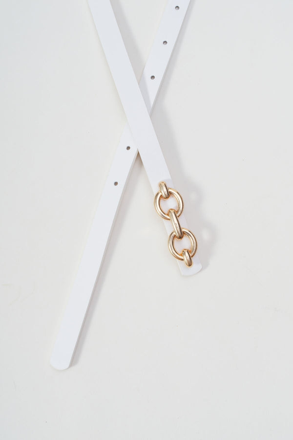 Carraig Donn Skinny Cream Belt With Gold Loop - Size S/M