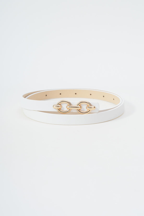 Carraig Donn Skinny Cream Belt With Gold Loop - Size S/M