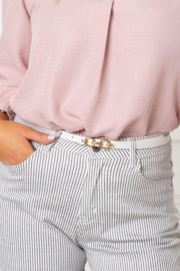 carraig donn Skinny Cream Belt With Gold Loop - Size S/M