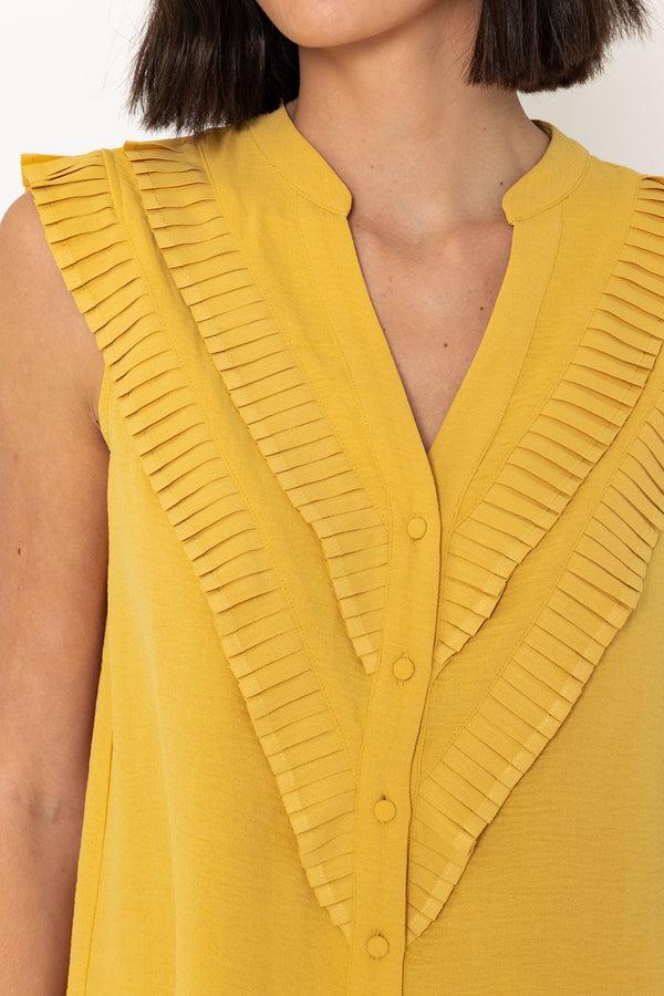 Carraig Donn Sleeveless Layered Ruffle Top In Yellow