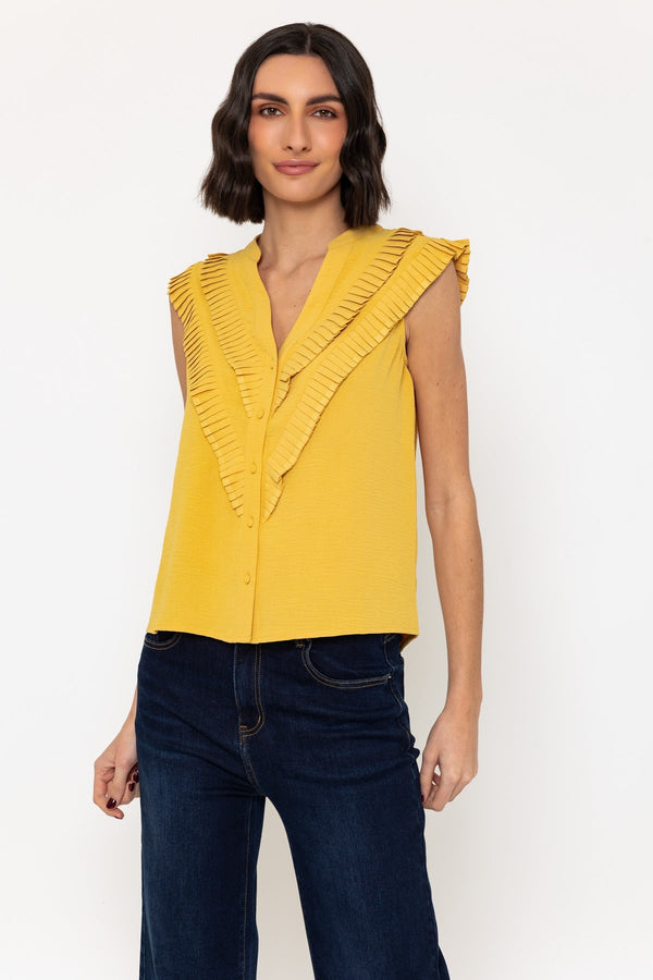 carraig donn Sleeveless Layered Ruffle Top in Yellow