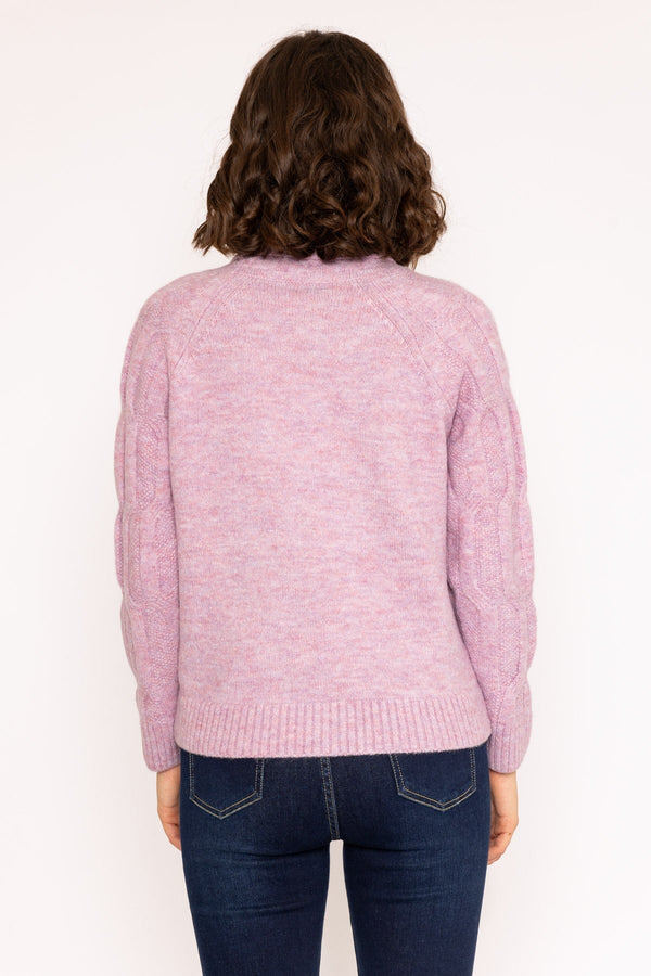 Carraig Donn Slouchy Roll Neck Knit Jumper In Lilac
