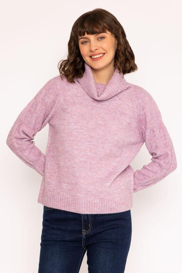 carraig donn Slouchy Roll Neck Knit Jumper in Lilac