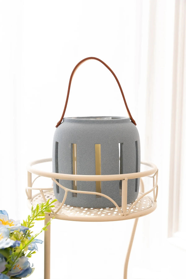 Carraig Donn Small Rustic Blue Round Lantern With Handle