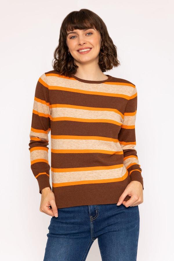 carraig donn Soft Touch Stripe Knit Jumper in Brown