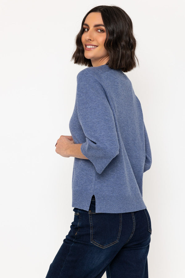 Carraig Donn Soft Touch Wide Sleeve Top In Blue Denim