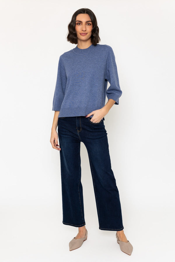 carraig donn Soft Touch Wide Sleeve Top in Blue Denim