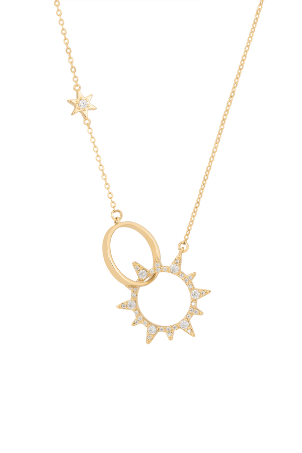 carraig donn Soleil Interlocking Sun Gold Pendant Necklace