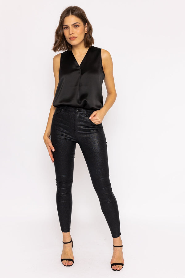 Carraig Donn Sophia Skinny Glitter Pants In Black 32"