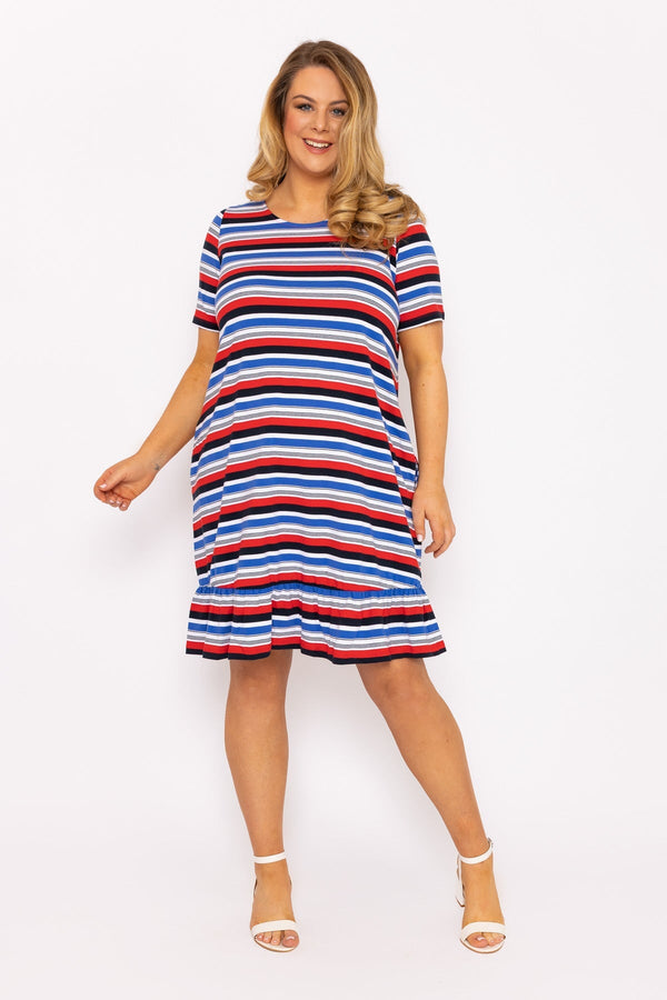 Carraig Donn Striped Knee Length Dress In Multi Print