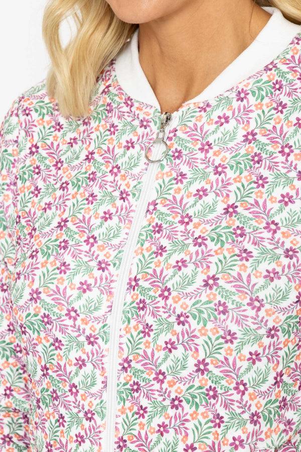 Carraig Donn Textured Rose Floral Print Bomber Jacket