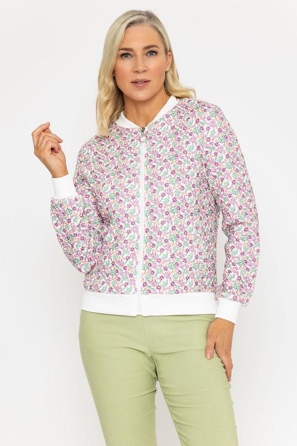 Carraig Donn Textured Rose Floral Print Bomber Jacket