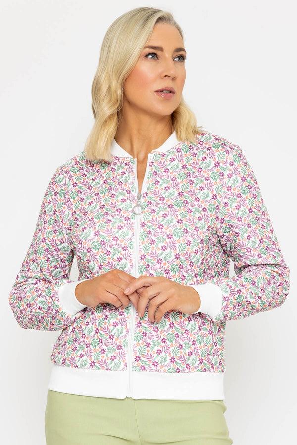 carraig donn Textured Rose Floral Print Bomber Jacket