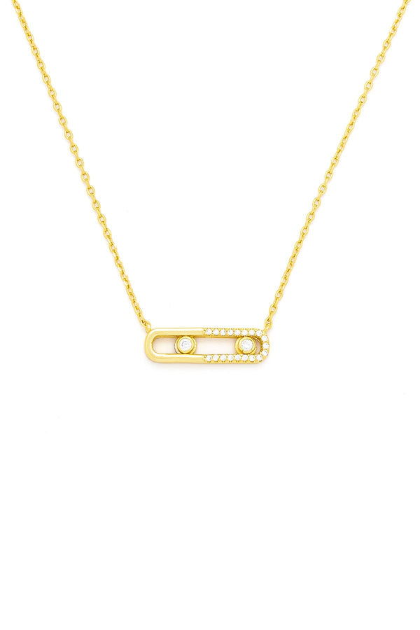 Carraig Donn The Pink Box Gold Diamond Bar Necklace