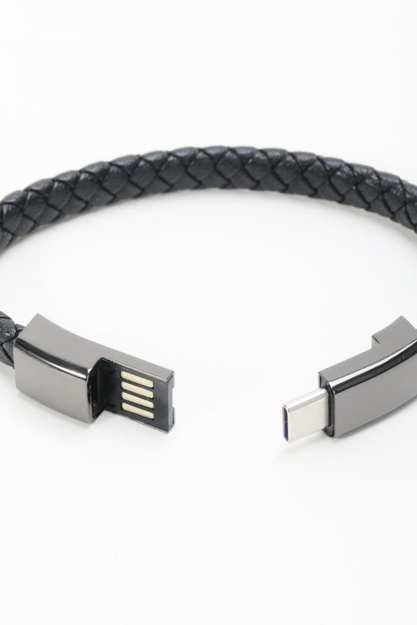 Carraig Donn USB-USB C Charging Cable Bracelet In Black