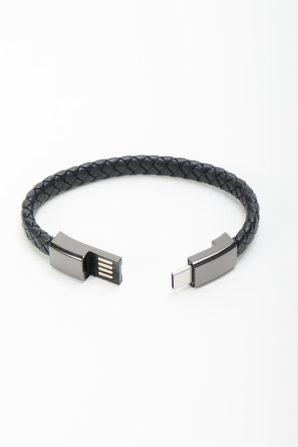 carraig donn USB-USB C Charging Cable Bracelet in Black