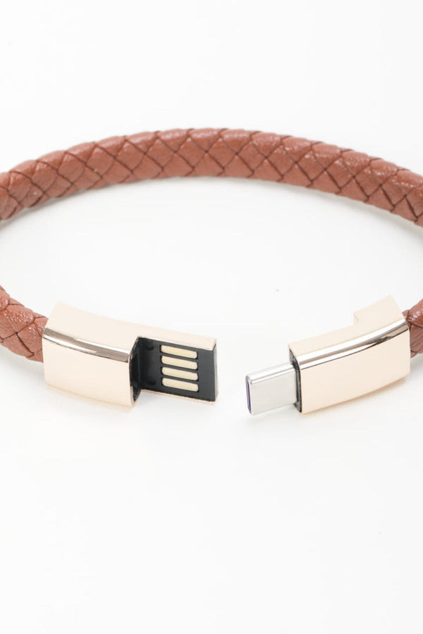 Carraig Donn USB-USB C Charging Cable Bracelet In Brown