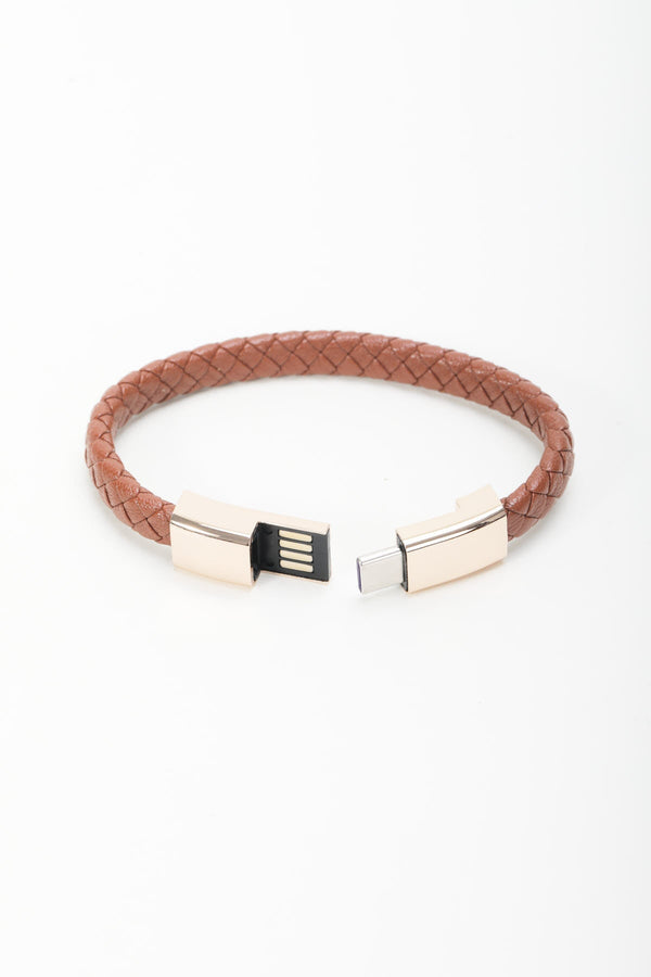 carraig donn USB-USB C Charging Cable Bracelet in Brown