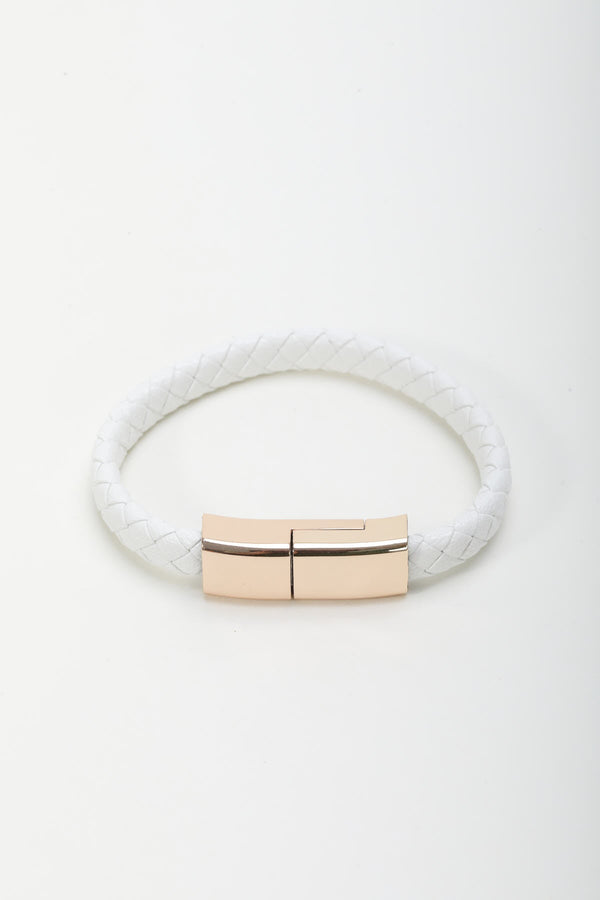 Carraig Donn USB-USB C Charging Cable Bracelet In White