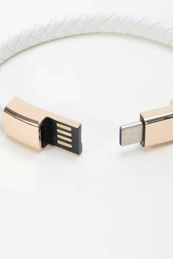 Carraig Donn USB-USB C Charging Cable Bracelet In White