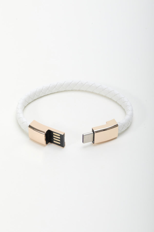 carraig donn USB-USB C Charging Cable Bracelet in White