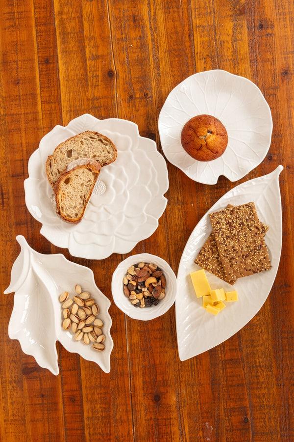 Carraig Donn White Ceramic Double Leaf Shape Serving Platter