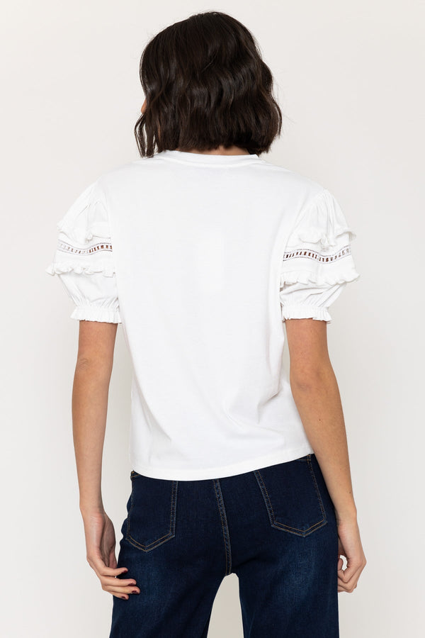 Carraig Donn White Short Sleeve T-Shirt With Sleeve Detail