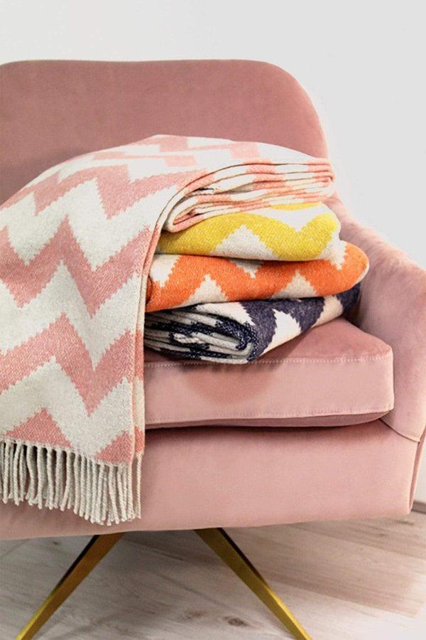 carraig donn Ziggy Throw 127x178cm in Orange and Grey