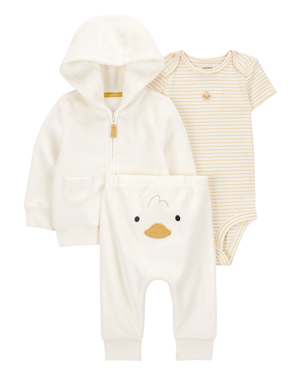carter's Baby 3-Piece Duck Little Cardigan Set - Ivory