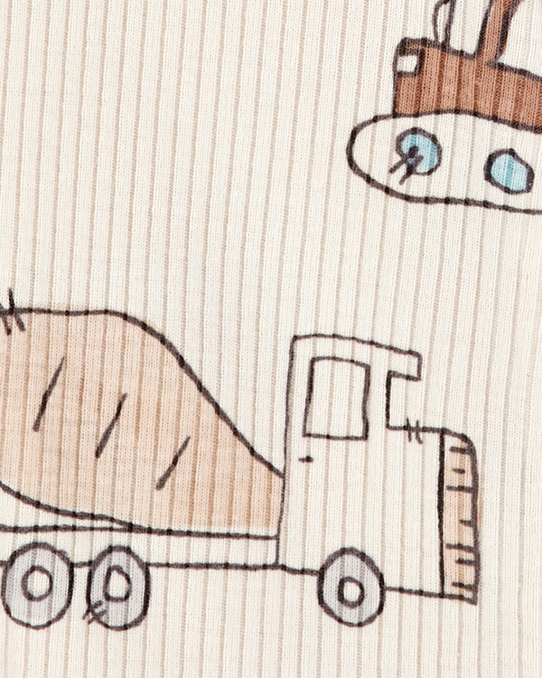 Carter's Baby Boy Construction 2-Way Zip Ribbed Sleep & Play Pajamas