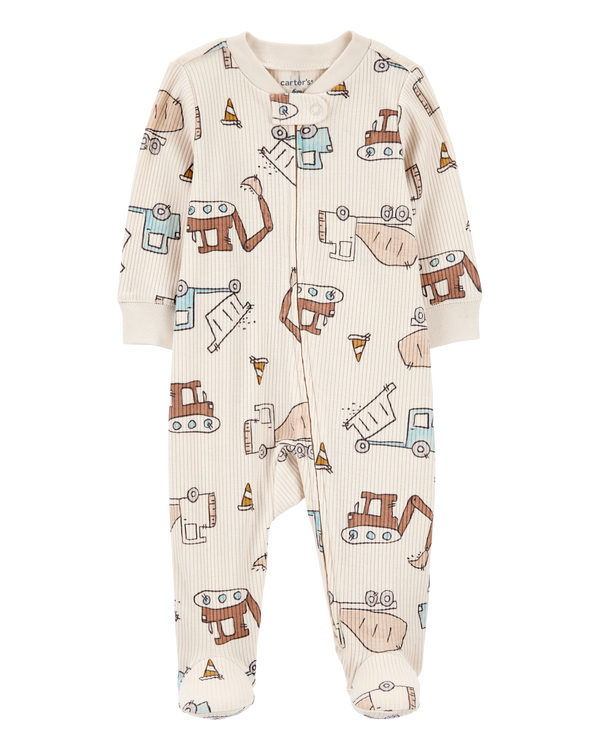 carter's Baby Boy Construction 2-Way Zip Ribbed Sleep & Play Pajamas
